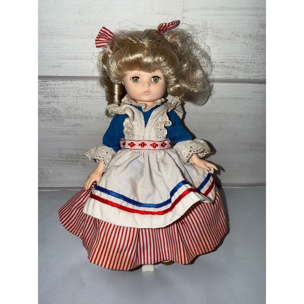 Vintage 1983 Effanbee Storybook Doll 8 Inch Blonde Pigtails Americana Outfit